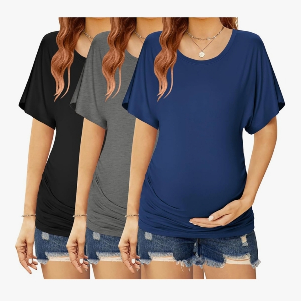 Women’s Maternity Short Sleeve Scoop Neck Tops (6)